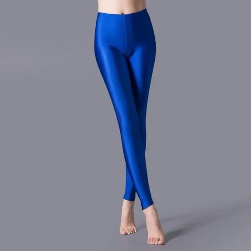 Casual Fluorescent Shiny Pant Leggings for Women Neon Leggings Multiple Color Slim Legging Skinny High Elastic Pants-Gennys fashion