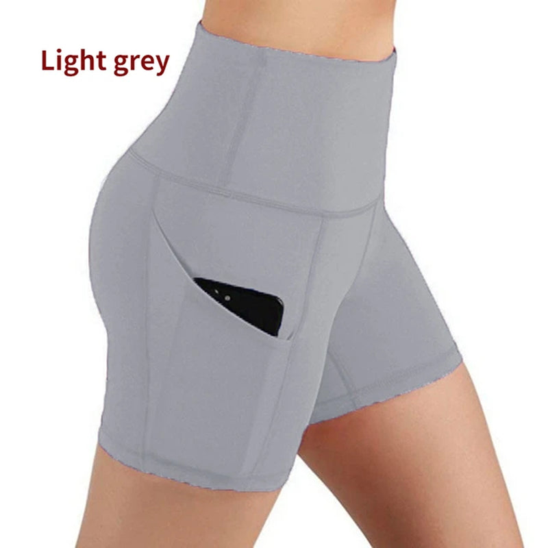 Fashion Women'S Shorts with Pocket High Waist Elastic Yoga Leggings Gym Running Sport Fitness Short Pants-Gennys fashion