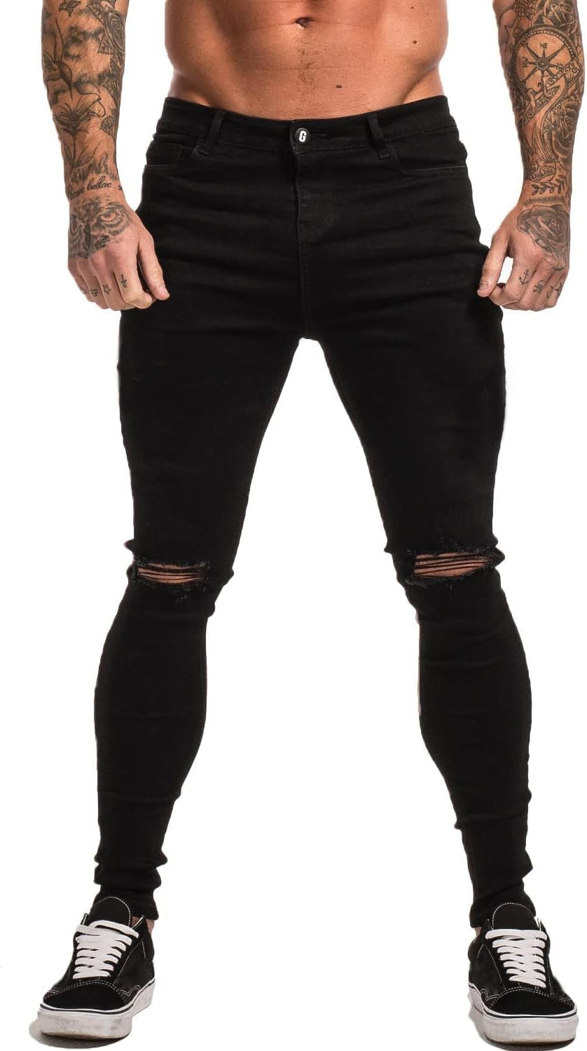 Mens Skinny Jeans Ripped Stretch Slim Fit Jeans for Mens Classic Denim Pants-Gennys fashion