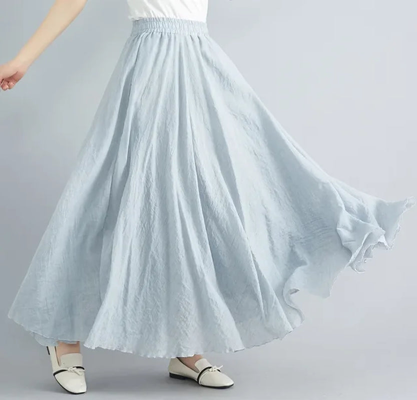 Fashion Cotton Linen Clothes Women Skirts Maxi Y2K Elegant Beach Saia Ropa Mujer Casual Vestido Boho Long Skirt Faldas Harajuku-Gennys fashion