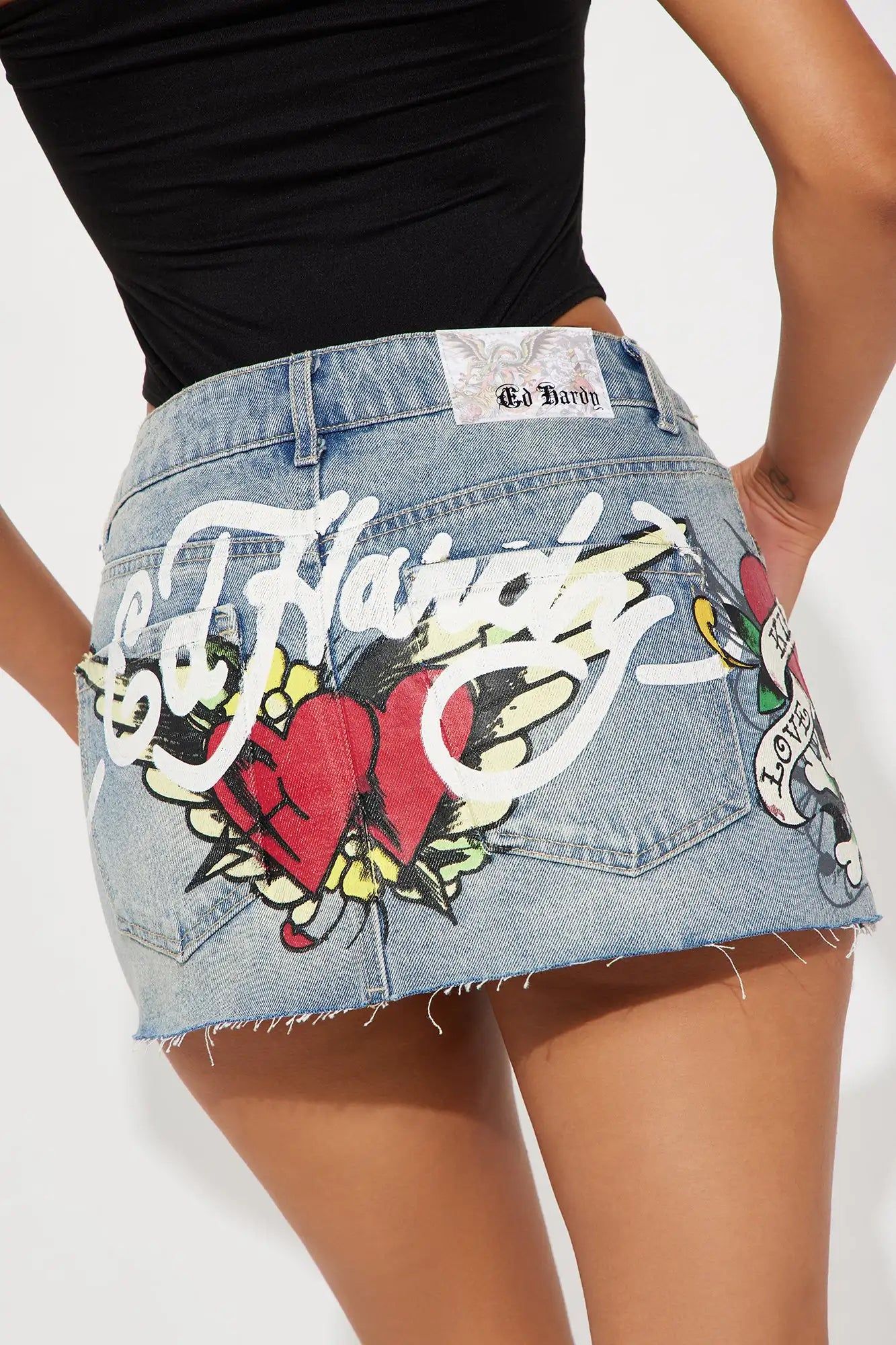 Streetwear Y2K Skirt Womens Hip Hop Letter Skull Graphic Print Vintage Blue Denim Skirt Girl High Waist Slim Gothic Mini Skirt-Gennys fashion