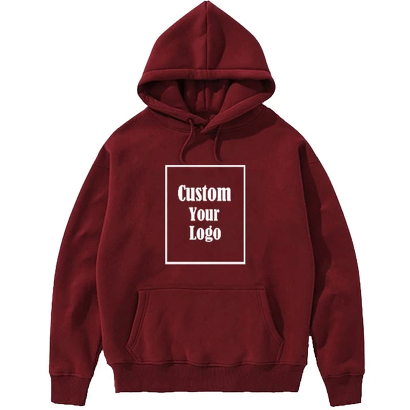 Men Sports Women Casual Hoodies Customize Your Logo Solid Color Pocket Hooded Fitness Fashio Unisex Pullovers Basic Sweatshirts-Gennys fashion