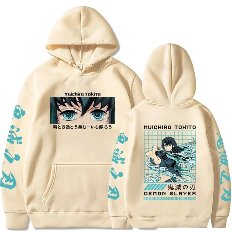 Demon Slayer Japan Anime Hoodie for Men and Women Harajuku Muichiro Tokito Graphic Printing Sweatshirt plus Size Female Pullover-Gennys fashion