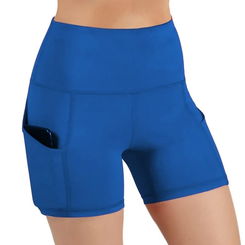 Fashion Women'S Shorts with Pocket High Waist Elastic Yoga Leggings Gym Running Sport Fitness Short Pants-Gennys fashion