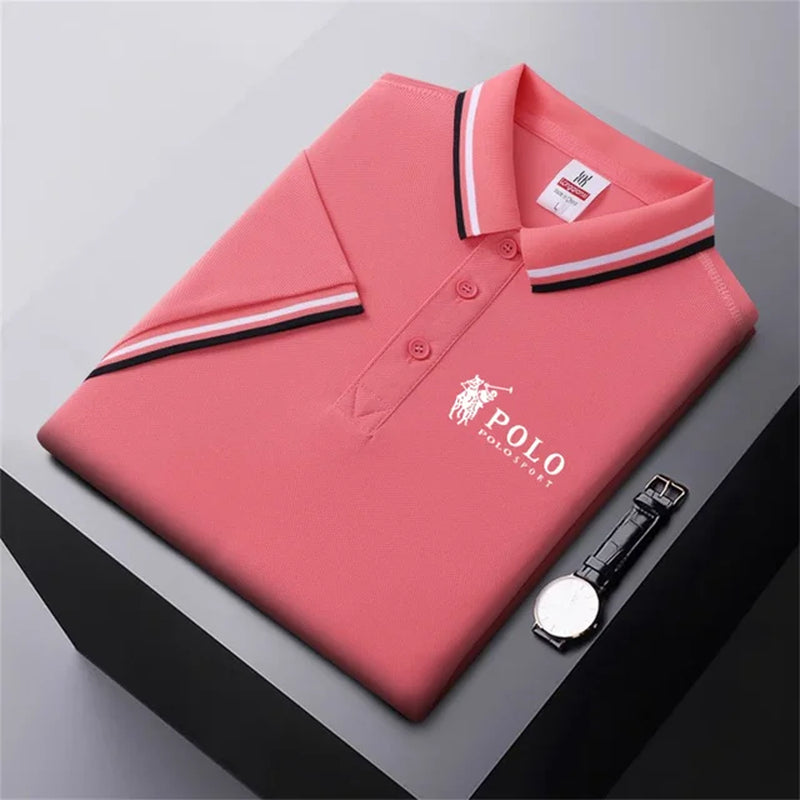 Men Breathable T-Shirt Business and Leisure POLO Shirt Summer New Fashion Short Sleeve Clothes Solid Color Comfortable Pullovers-Gennys fashion