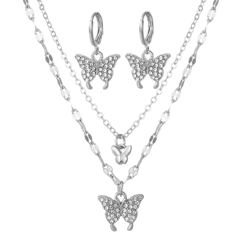 Butterfly Pendant Jewelry Set-Gennys fashion