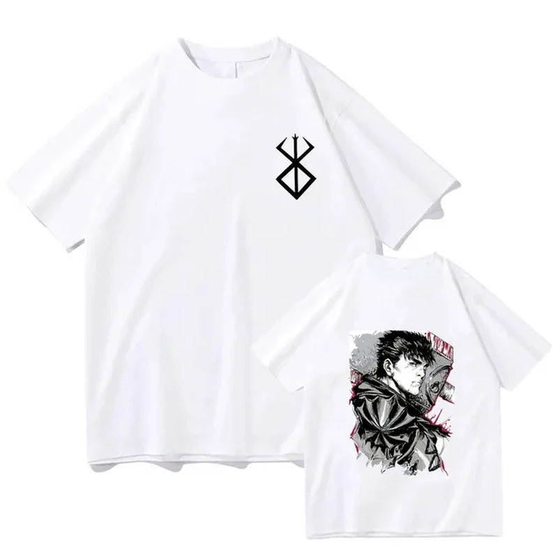 Berserk T Shirts Guts Funny T Shirt Men Cool Manga Graphic T-Shirt Japanese Anime Women Cotton Harajuku Manga Hip Hop Tops Tees-Gennys fashion