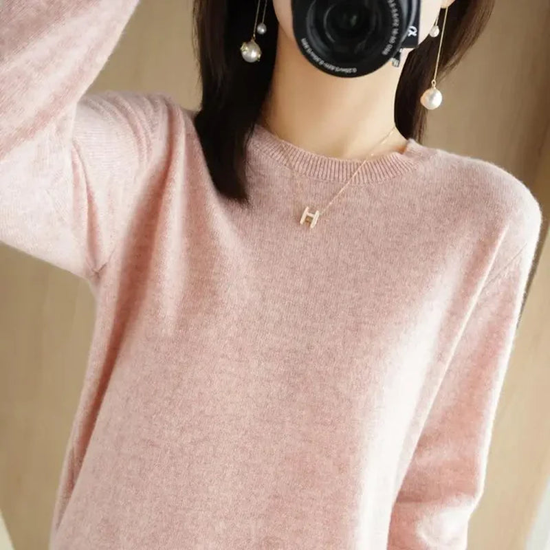 2024 Women Sweater Spring Autumn Long Sleeve O-Neck Pullovers Warm Bottoming Shirts Korean Fashion Sweater Knitwear Soft Jumpers-Gennys fashion