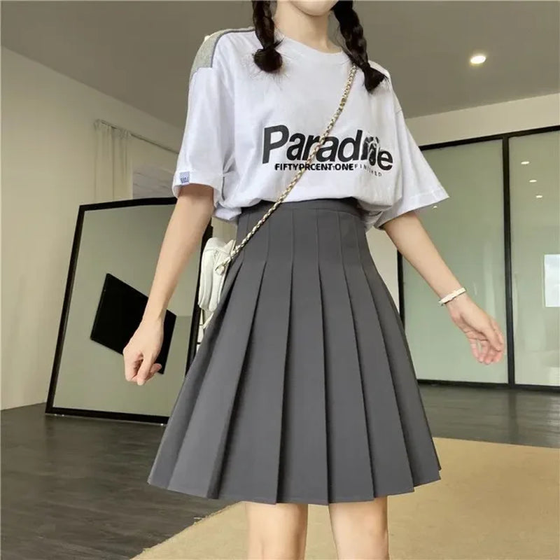 Medium-Length High-Waisted Slimming A- Line Skirt for Women Summer Black Jk Style Korean Version Fashion Trend Female Loose Skir-Gennys fashion