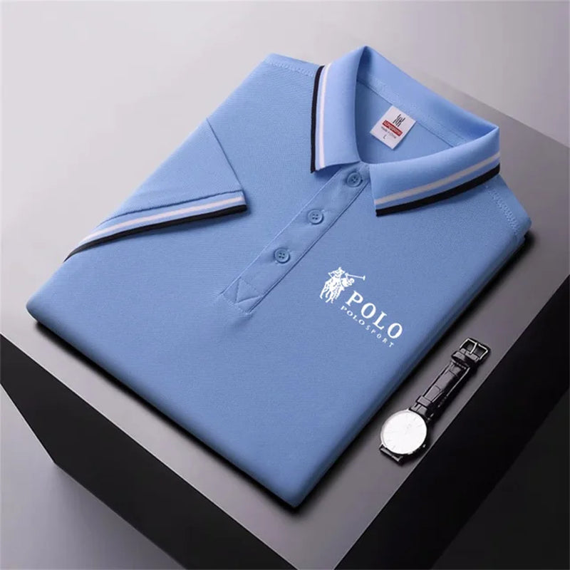 Men Breathable T-Shirt Business and Leisure POLO Shirt Summer New Fashion Short Sleeve Clothes Solid Color Comfortable Pullovers-Gennys fashion