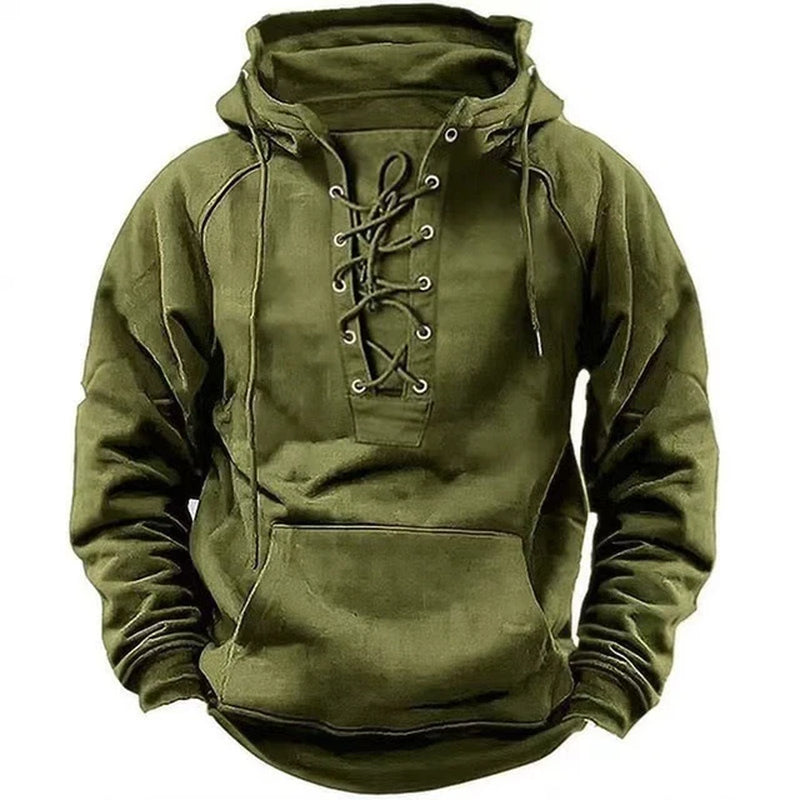 Fashion Drawstring Sweatshirt Men Clothing Vintage Loose Pullovers Shirts Male Autumn Winter Long Sleeve Hoodie Tops Streetwear-Gennys fashion