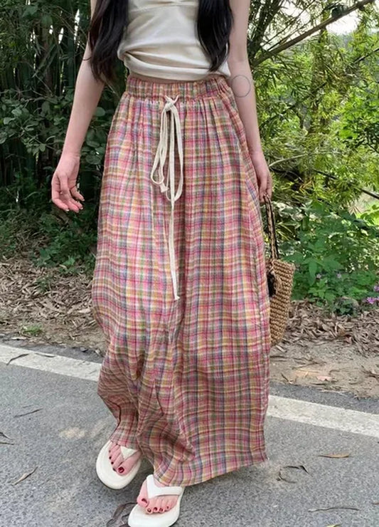 Y2K Plaid Drawstring Skirt