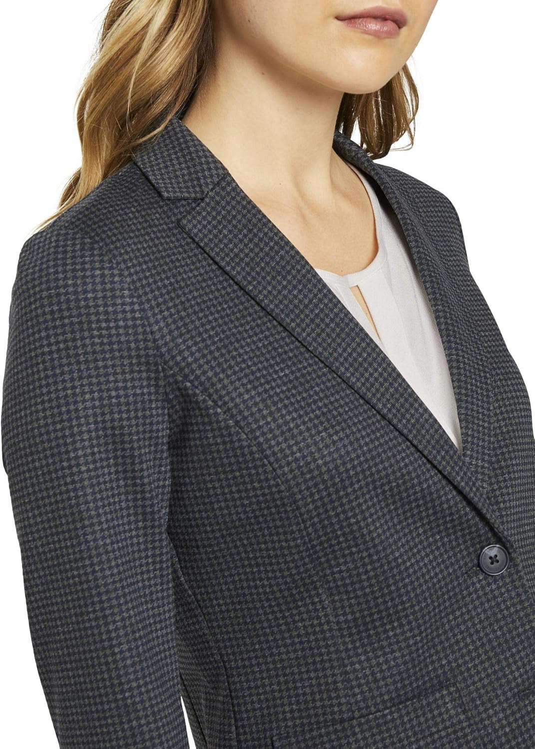 Women'S Slim Fit Blazer with Houndstooth Pattern-Gennys fashion