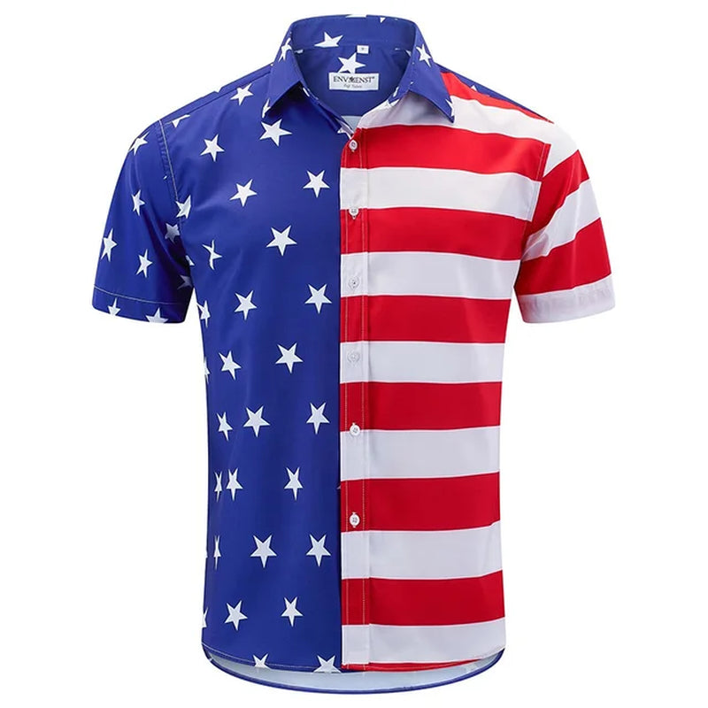 America Flag Graphic Shirts for Men Clothing 3D Printed Hawaiian Beach Shirts Short Sleeve Y2K Tops Vintage Clothes Lapel Blouse-Gennys fashion