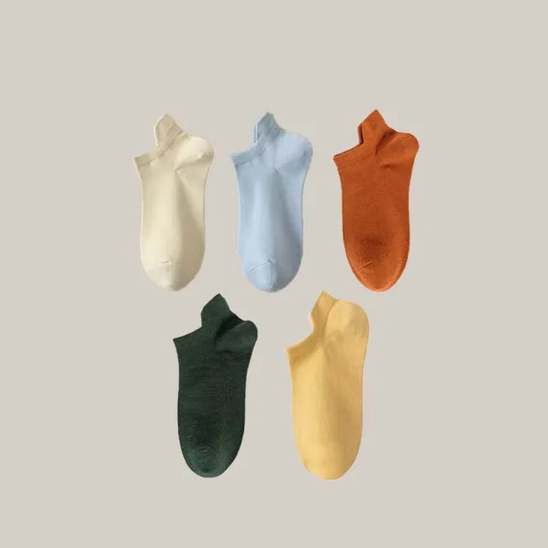 5 Pairs Women Socks Candy Color Breathable Sports Socks Solid Color Boat Socks Comfortable Cotton Ankle Socks-Gennys fashion