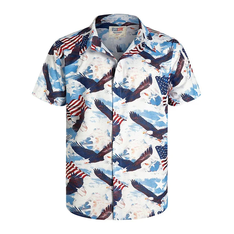 America Flag Graphic Shirts for Men Clothing 3D Printed Hawaiian Beach Shirts Short Sleeve Y2K Tops Vintage Clothes Lapel Blouse-Gennys fashion