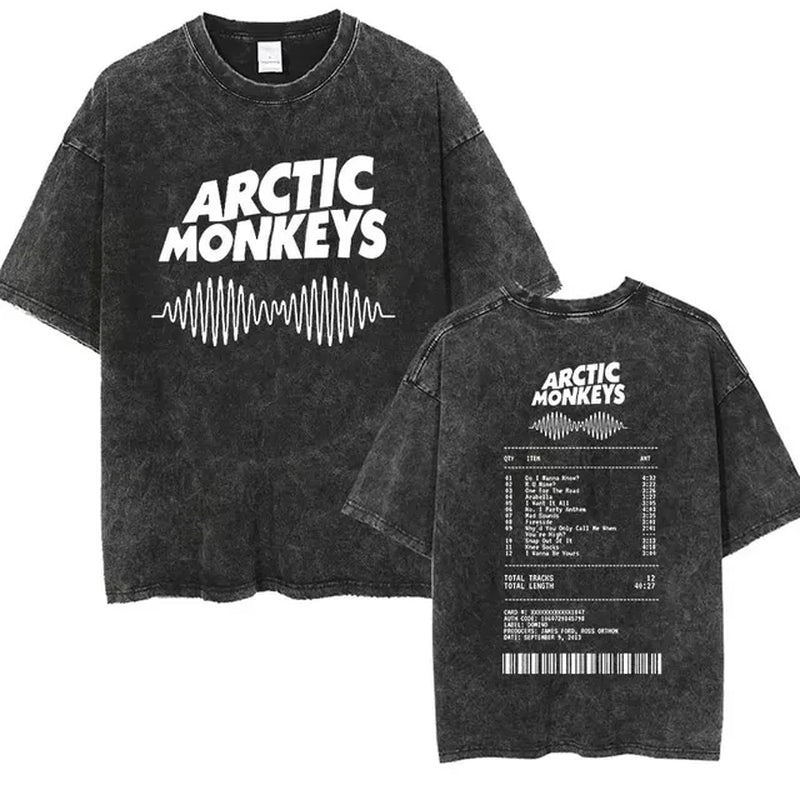 Retro Rock Arctic Monkeys Music Album Graphic T-Shrit Men'S Vintage Washed Oversized Short Sleeve T Shirt Y2K Hip Hop Streetwear-Gennys fashion