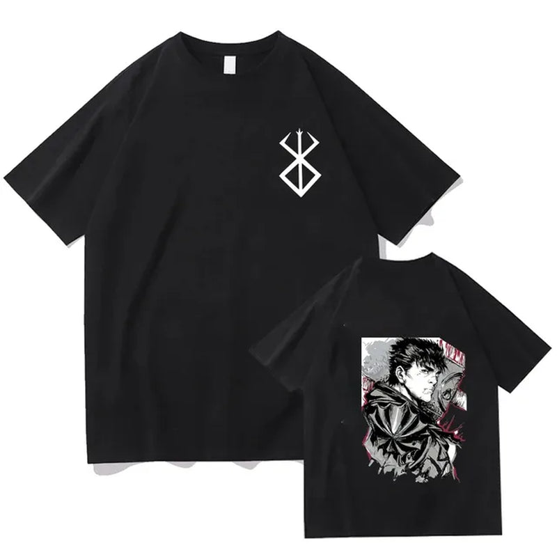 Berserk T Shirts Guts Funny T Shirt Men Cool Manga Graphic T-Shirt Japanese Anime Women Cotton Harajuku Manga Hip Hop Tops Tees-Gennys fashion