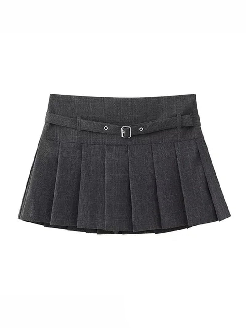 TRAFZA Vintage Casual Chic Women Skirt Solid Short Zipper Straight Short Skirt New Fashion 2024 Summer Holiday Mini Skirt-Gennys fashion