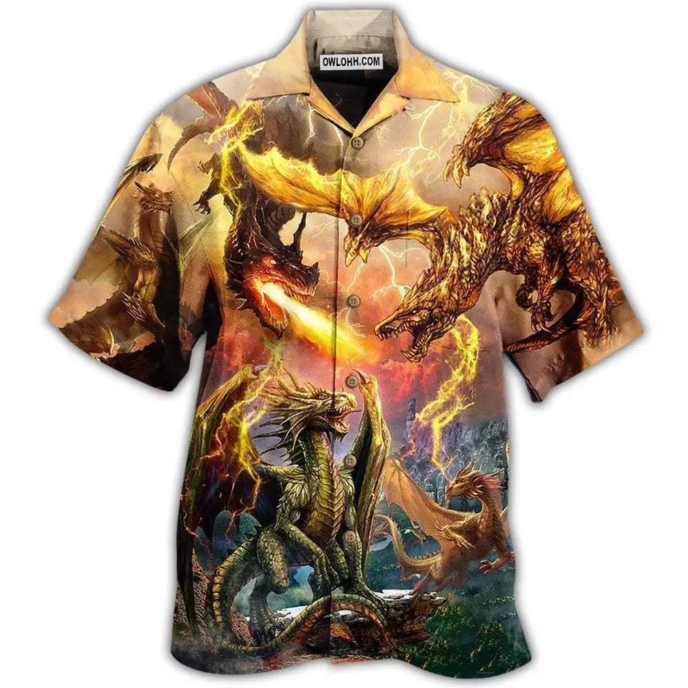 Summer Beach 3D Print Dragon Loose Short Sleeve Retro Shirt for Streetwear Camisas Casuais Hawaiian Blouse Slim Fit Men Clothing-Gennys fashion