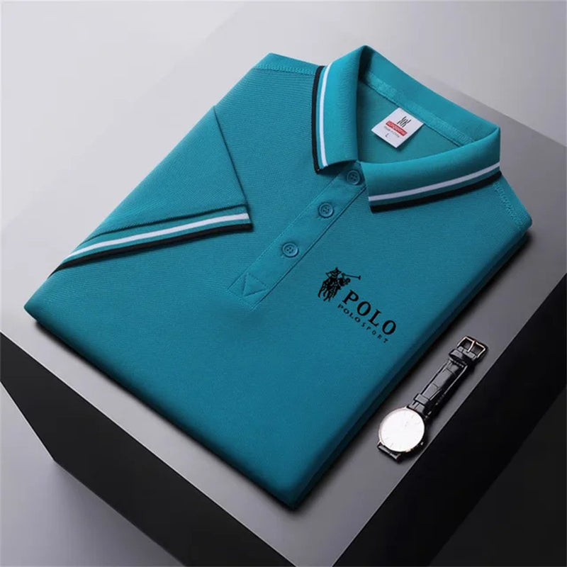 Men Breathable T-Shirt Business and Leisure POLO Shirt Summer New Fashion Short Sleeve Clothes Solid Color Comfortable Pullovers-Gennys fashion