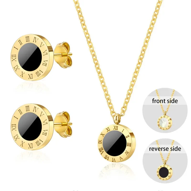 Numeral Shell Pendant Jewelry Set-Gennys fashion