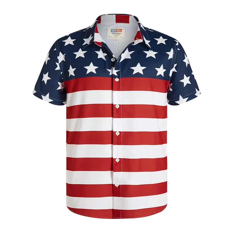 America Flag Graphic Shirts for Men Clothing 3D Printed Hawaiian Beach Shirts Short Sleeve Y2K Tops Vintage Clothes Lapel Blouse-Gennys fashion