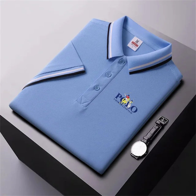 Men Breathable T-Shirt Business and Leisure POLO Shirt Summer New Fashion Short Sleeve Clothes Solid Color Comfortable Pullovers-Gennys fashion