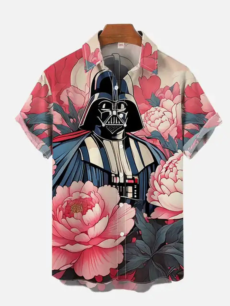 2024 Fashion Ukiyo-E Tropical Floral and Sci-Fi Space Samurai Printing Turndown Collar Hawaiian Short Sleeve Shirt Casual Shirts-Gennys fashion