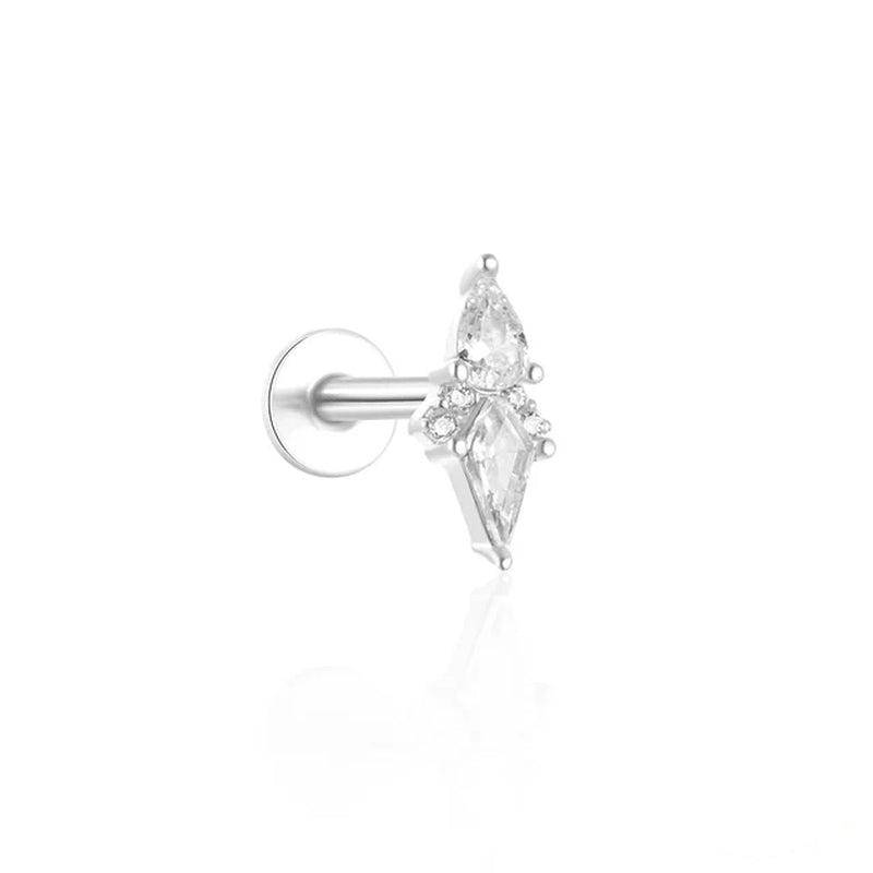 925 Silver Square CZ Stud Earrings-Gennys fashion