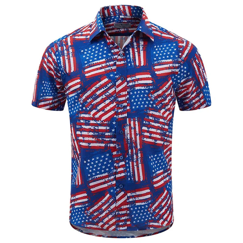 America Flag Graphic Shirts for Men Clothing 3D Printed Hawaiian Beach Shirts Short Sleeve Y2K Tops Vintage Clothes Lapel Blouse-Gennys fashion