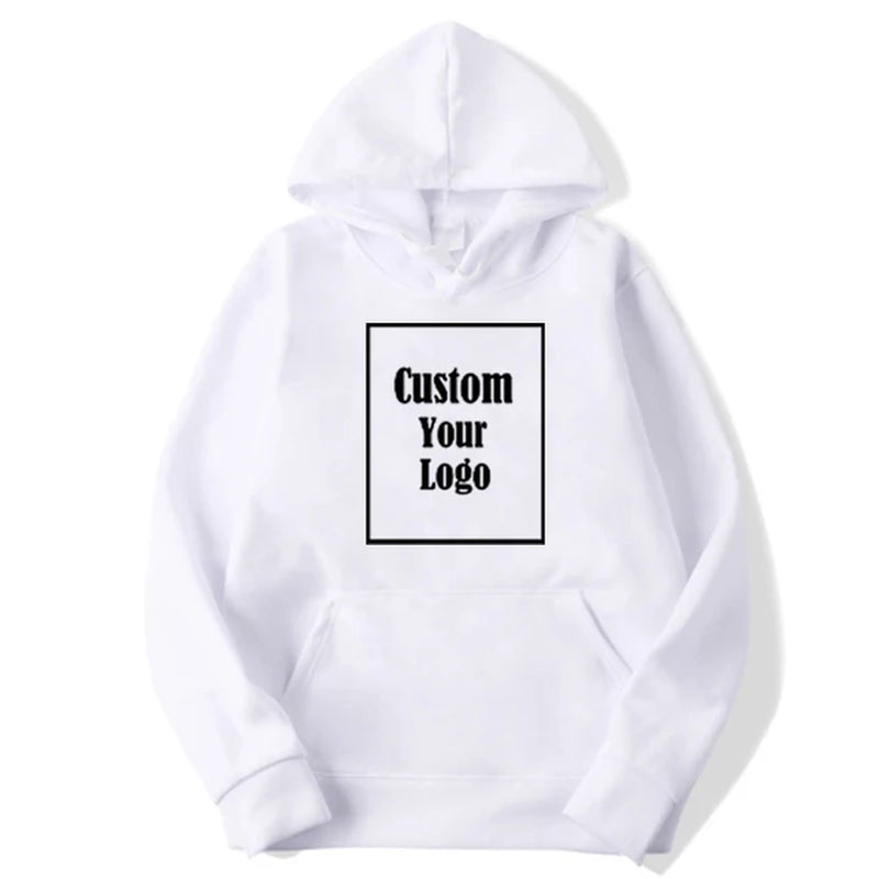 Men Sports Women Casual Hoodies Customize Your Logo Solid Color Pocket Hooded Fitness Fashio Unisex Pullovers Basic Sweatshirts-Gennys fashion