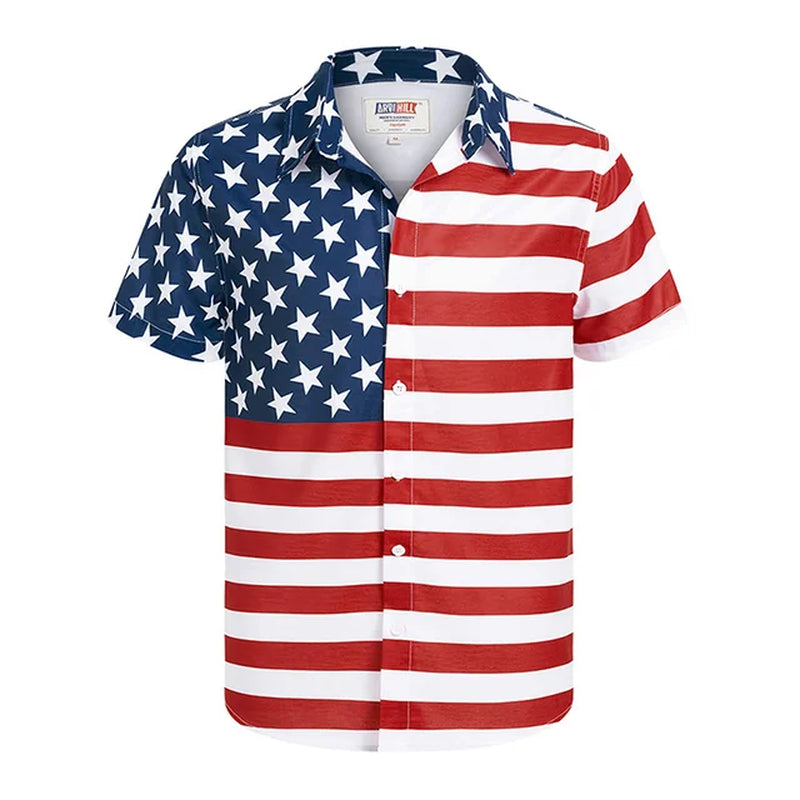 America Flag Graphic Shirts for Men Clothing 3D Printed Hawaiian Beach Shirts Short Sleeve Y2K Tops Vintage Clothes Lapel Blouse-Gennys fashion