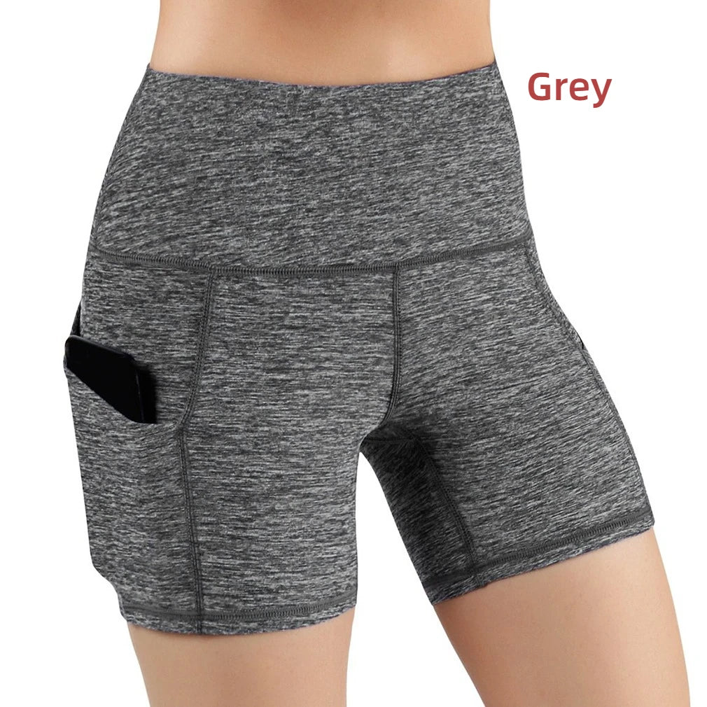 Fashion Women'S Shorts with Pocket High Waist Elastic Yoga Leggings Gym Running Sport Fitness Short Pants-Gennys fashion