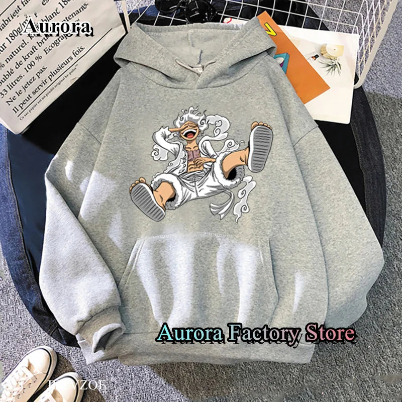 Spring Autumn Men Fashion Hoodie MONKEY D LUFFY Clothing Casual Hooded Solid Color Streetwear Male Cartoon One Piece Pullover-Gennys fashion