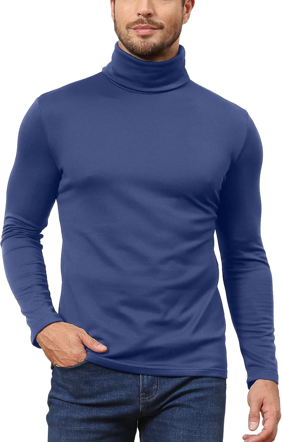 Men Turtleneck Jumper Lapel Pullover Solid Color Tops Knitwear Sweaters Cotton Wool Blend-Gennys fashion