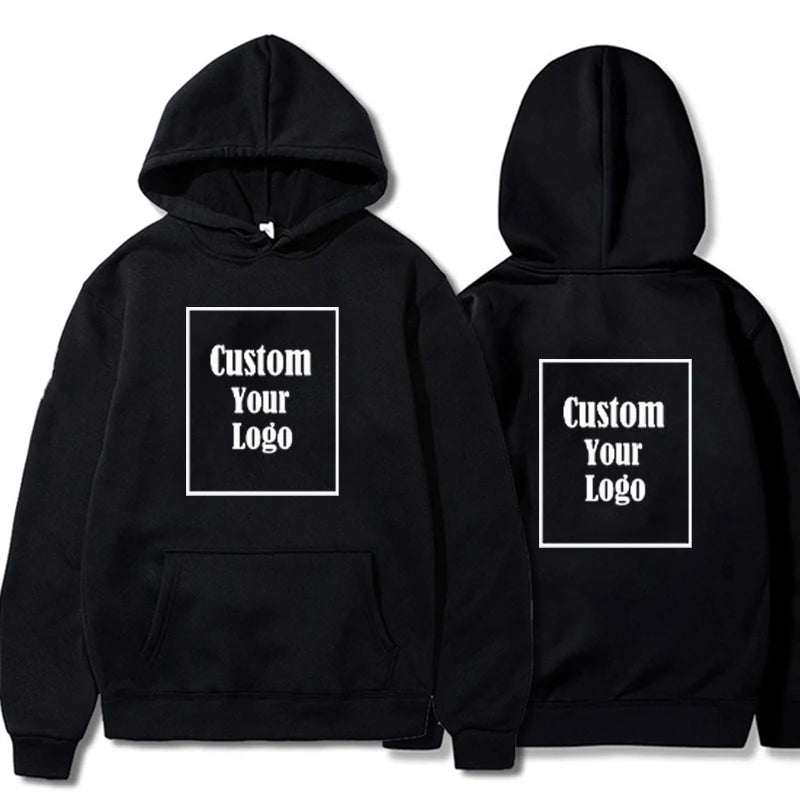 Men Sports Women Casual Hoodies Customize Your Logo Solid Color Pocket Hooded Fitness Fashio Unisex Pullovers Basic Sweatshirts-Gennys fashion