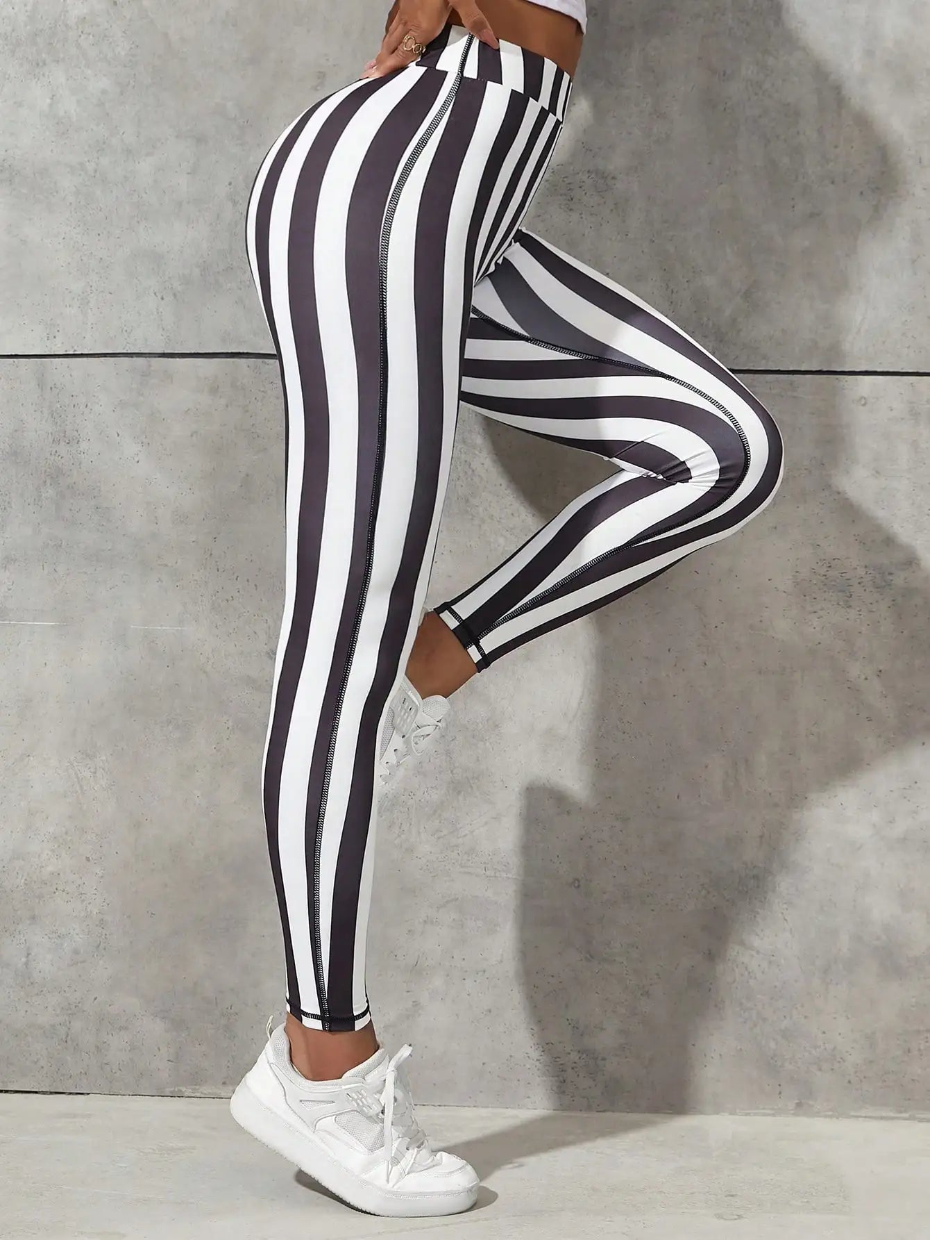 2023 Women Fashion High Waist Striped Printed Leggings Casual Female Yoga Running Fitness Skinny Trouser-Gennys fashion