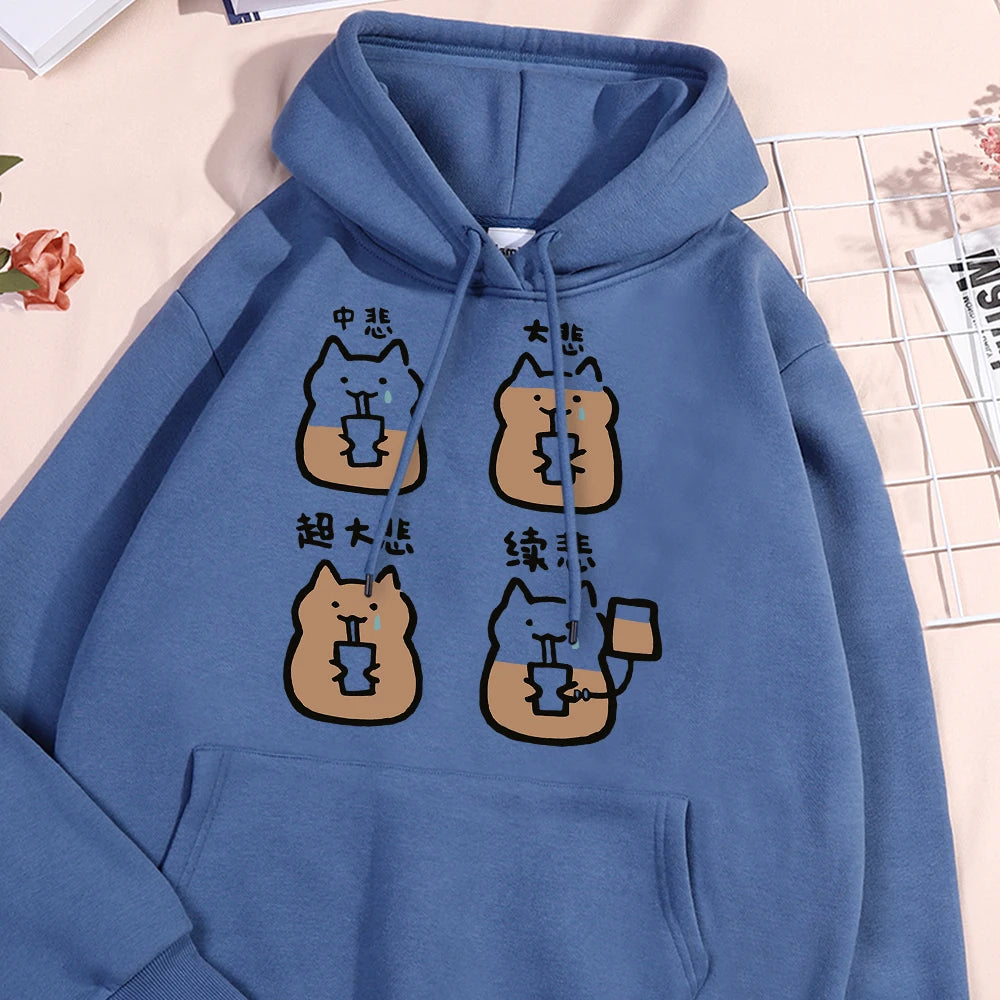 Medium Cup Large Cup Fun Cat Men Women Hoodies Harajuku Street Hoody O-Neck Casual Oversized Clothes Fashion Pullover Sweatshirt-Gennys fashion