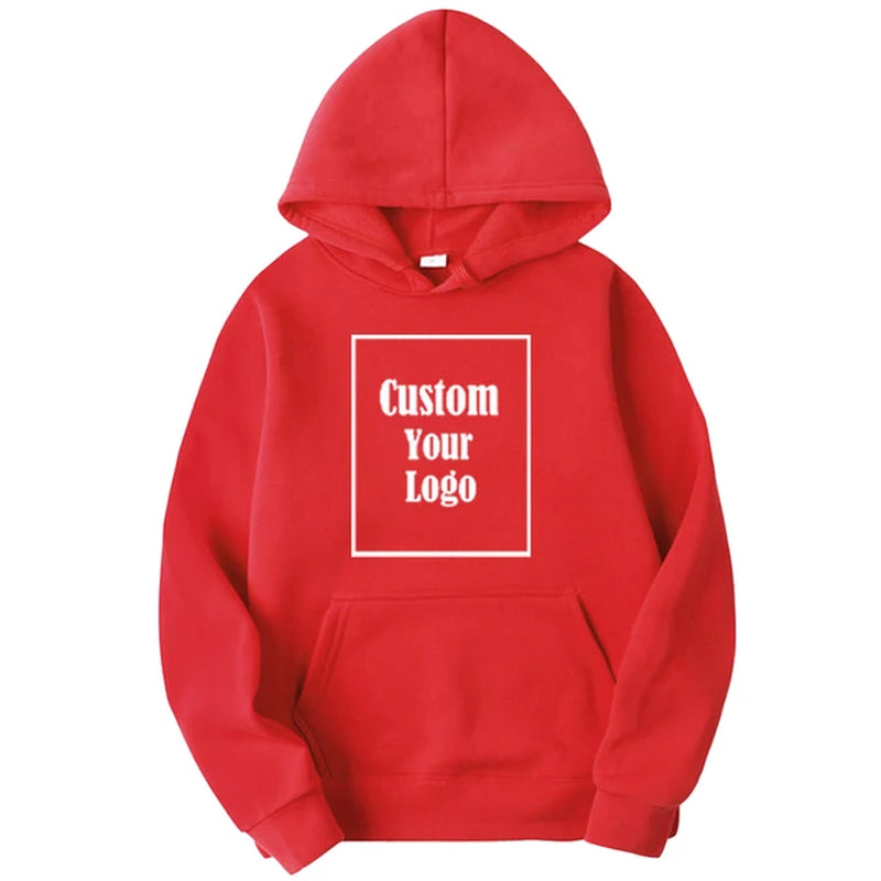 Men Sports Women Casual Hoodies Customize Your Logo Solid Color Pocket Hooded Fitness Fashio Unisex Pullovers Basic Sweatshirts-Gennys fashion