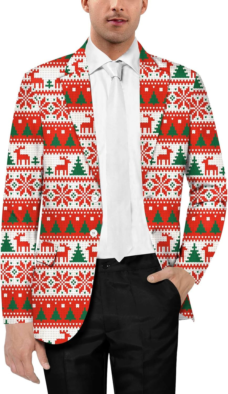 Blazer Jacket Fashion Casual Christmas Funny Santa Claus Printed L-Gennys fashion