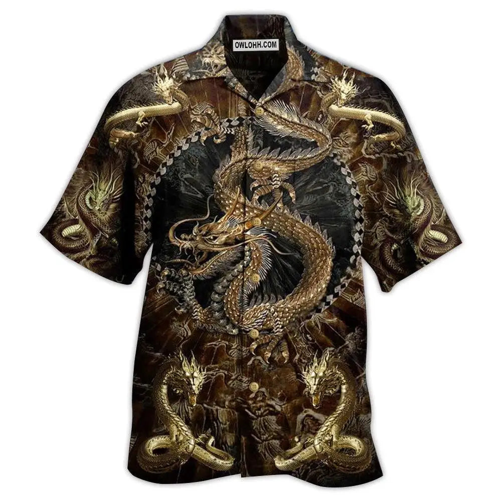 Summer Beach 3D Print Dragon Loose Short Sleeve Retro Shirt for Streetwear Camisas Casuais Hawaiian Blouse Slim Fit Men Clothing-Gennys fashion