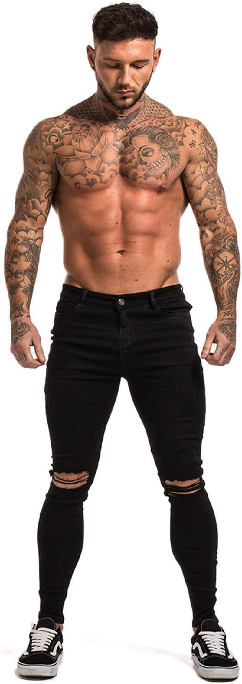 Mens Skinny Jeans Ripped Stretch Slim Fit Jeans for Mens Classic Denim Pants-Gennys fashion