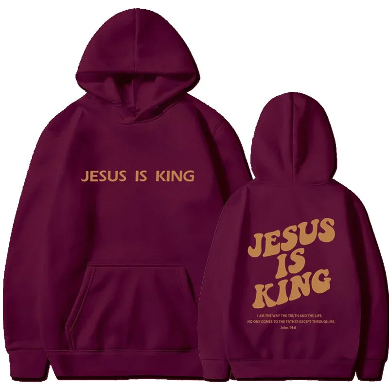 Jesus IS King Hoodie Sweatshirt Men'S and Women'S Harajuku Pullover Street Clothing High Quality Hot Selling Top 2024-Gennys fashion