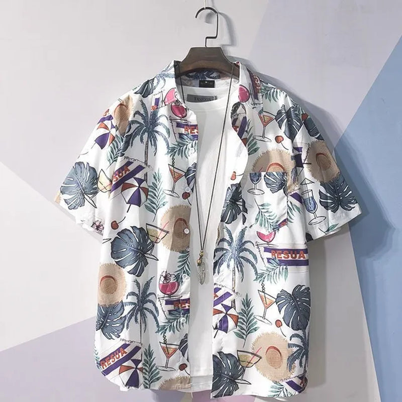 Men's Hawaiian Cartoon Print Casual Shirt