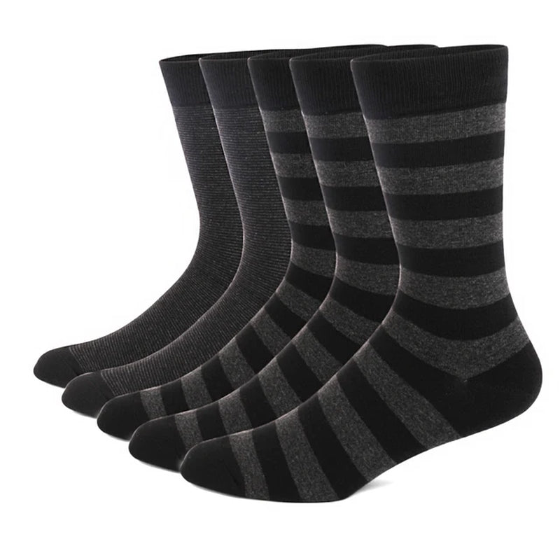 5 Pairs Mens Dress Socks plus Large Size，High Quality Combed Cotton Crew Socks，Black Cool Argyle Breathable Casual Socks for Men-Gennys fashion