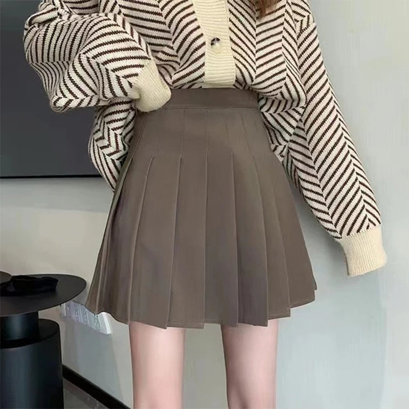 Short Skirt Women'S plus Size Women'S Summer High Waisted Harajuku Korean Black Mini Pleated Skirt Female Student Uniform-Gennys fashion