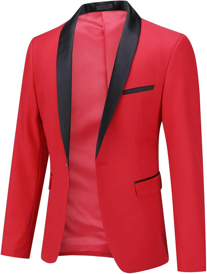 Mens Blazer Suit Jacket Slim Fit Single Breasted One Button Solid Casual Blazer for Business Wedding-Gennys fashion