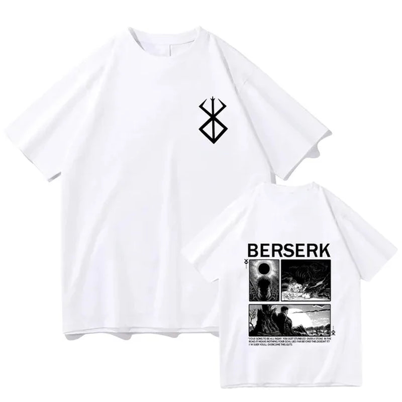 Berserk T Shirts Guts Funny T Shirt Men Cool Manga Graphic T-Shirt Japanese Anime Women Cotton Harajuku Manga Hip Hop Tops Tees-Gennys fashion