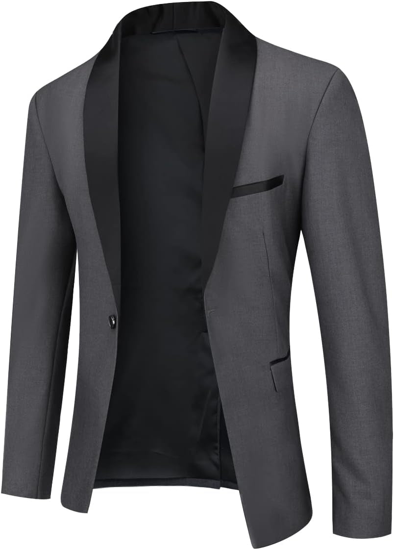 Mens Blazer Suit Jacket Slim Fit Single Breasted One Button Solid Casual Blazer for Business Wedding-Gennys fashion